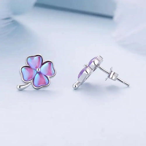 Leaf Clover 925 Silver Earring - Multi Color