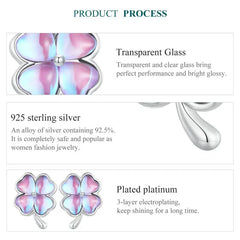 Leaf Clover 925 Silver Earring - Multi Color