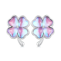 Leaf Clover 925 Silver Earring - Multi Color