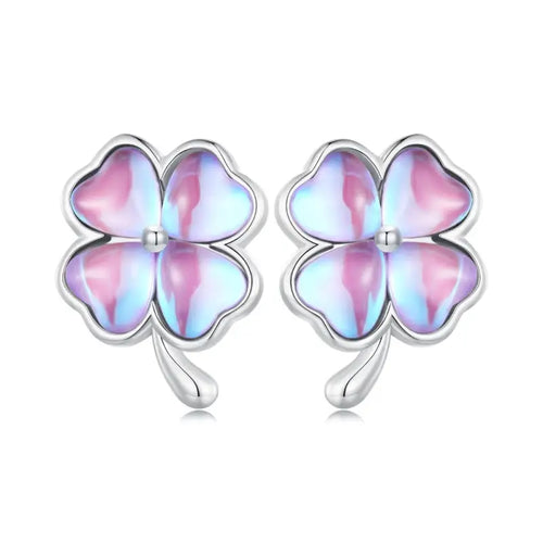 Leaf Clover 925 Silver Earring - Multi Color