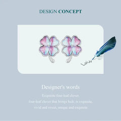 Leaf Clover 925 Silver Earring - Multi Color