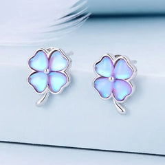 Leaf Clover 925 Silver Earring - Multi Color