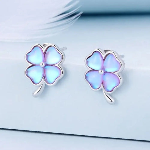 Leaf Clover 925 Silver Earring - Multi Color