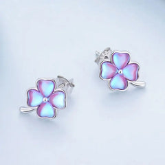 Leaf Clover 925 Silver Earring - Multi Color