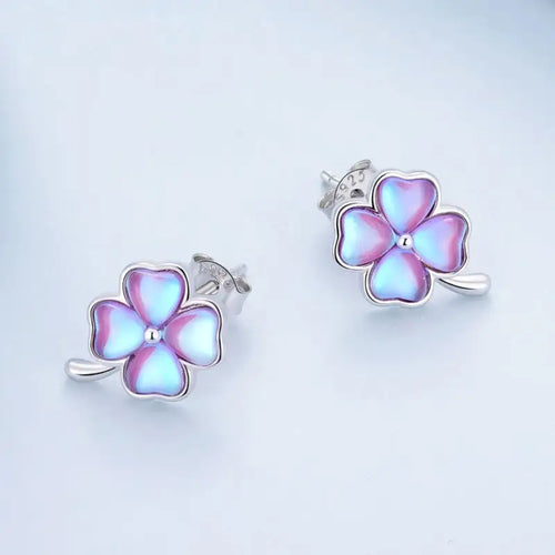 Leaf Clover 925 Silver Earring - Multi Color