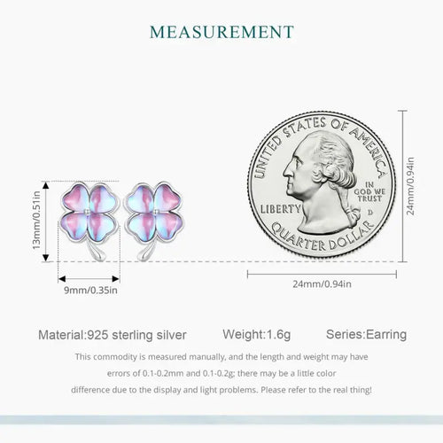 Leaf Clover 925 Silver Earring - Multi Color