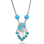 Light Blue Arabic 925 Sterling Silver Necklace - Turquoise