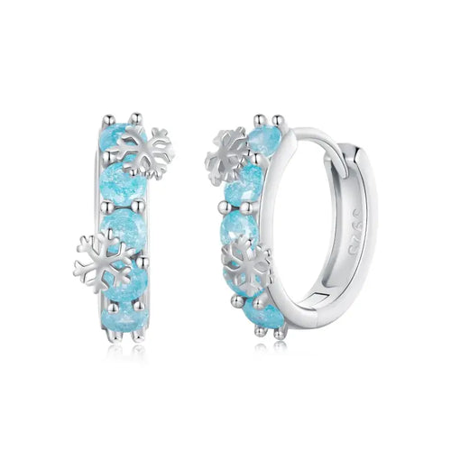 light blue zircon 925 silver earrings - Light-Blue