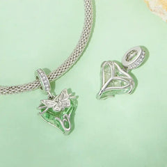 Little Flying Butterfly 925 Silver Charm - Green