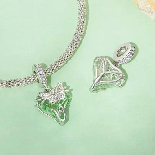 Little Flying Butterfly 925 Silver Charm - Green