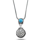Love 925 Silver Arabic Necklace with Turquoise Stone - Turquoise - NECKLACES