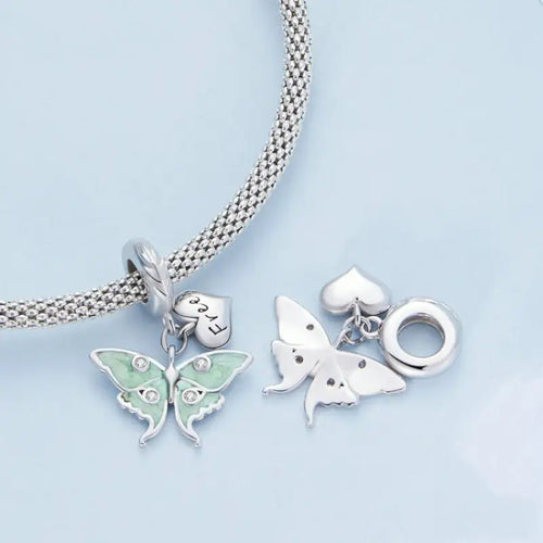 Love Butterfly 925 Silver Charm - Transparent