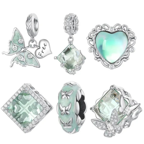 Love Butterfly 925 Silver Charm - Transparent