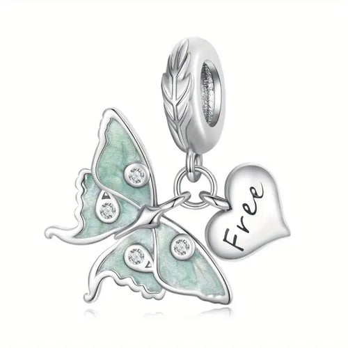 Love Butterfly 925 Silver Charm - Transparent