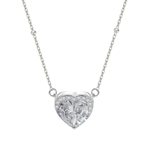 Love Heart of Zircon 925 Silver Necklace - Transparent - NECKLACES