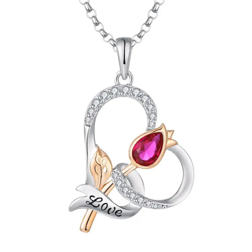 Love Lotus 925 Silver Necklace - Multi Color - NECKLACES