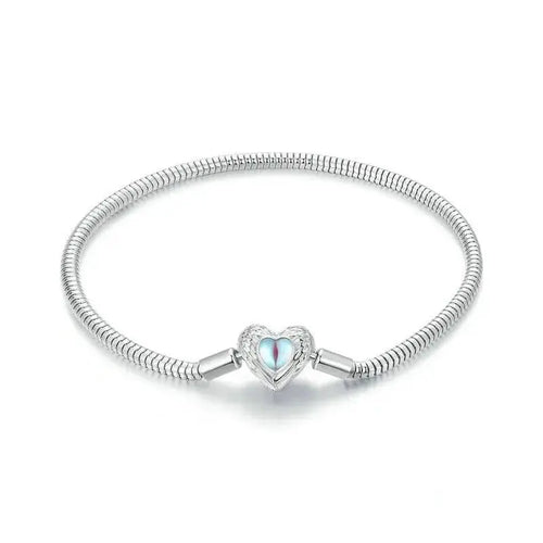 Love Moonstone 925 Silver Charms Bracelet - Multi Color