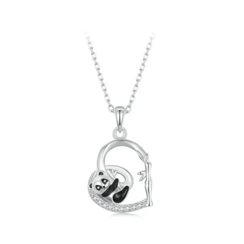 Love Panda Necklace - 925 sterling silver - Transparent