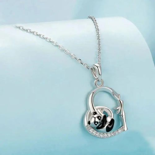 Love Panda Necklace - 925 sterling silver - Transparent