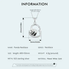 Love Panda Necklace - 925 sterling silver - Transparent