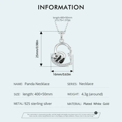 Love Panda Necklace - 925 sterling silver - Transparent