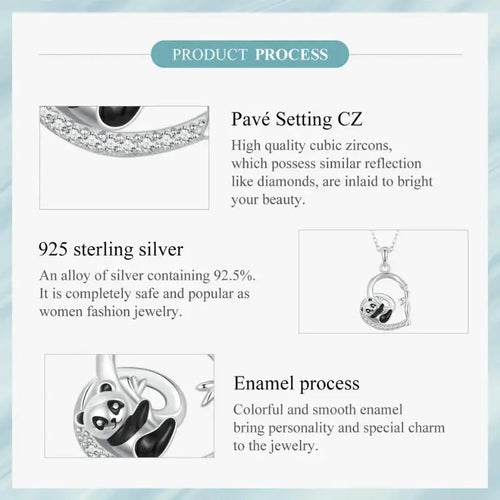 Love Panda Necklace - 925 sterling silver - Transparent