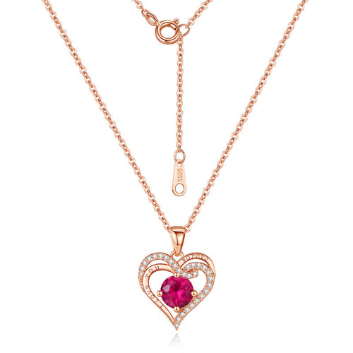 Love Red Ruby 925 Silver Necklace - Red - NECKLACES