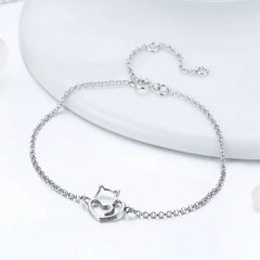 Lovely Kitty Bracelet 925 Silver - Transparent