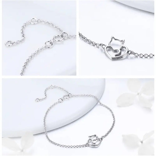 Lovely Kitty Bracelet 925 Silver - Transparent