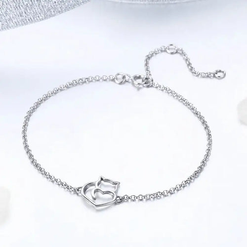 Lovely Kitty Bracelet 925 Silver - Transparent