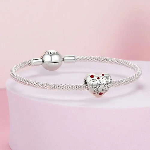Lovely Little Boy & Girl Charm - 925 sterling silver - Red