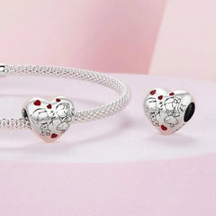 Lovely Little Boy & Girl Charm - 925 sterling silver - Red
