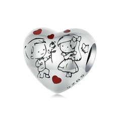 Lovely Little Boy & Girl Charm - 925 sterling silver - Red
