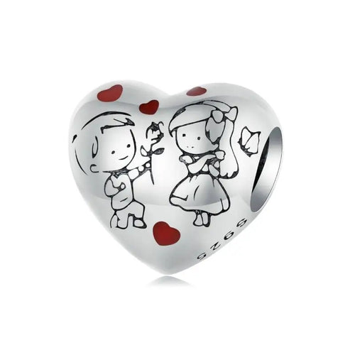 Lovely Little Boy & Girl Charm - 925 sterling silver - Red