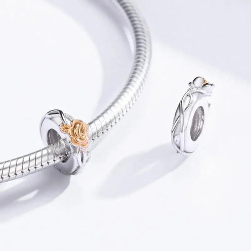Lover Rose Flowers 925 Silver Charm - Multi Color