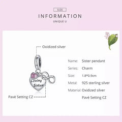Loving Sister 925 Silver Charm - Multi Color