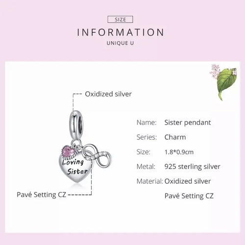 Loving Sister 925 Silver Charm - Multi Color