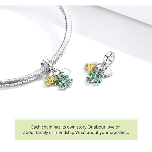 Lucky Flower 925 Silver Charm - Multi Color