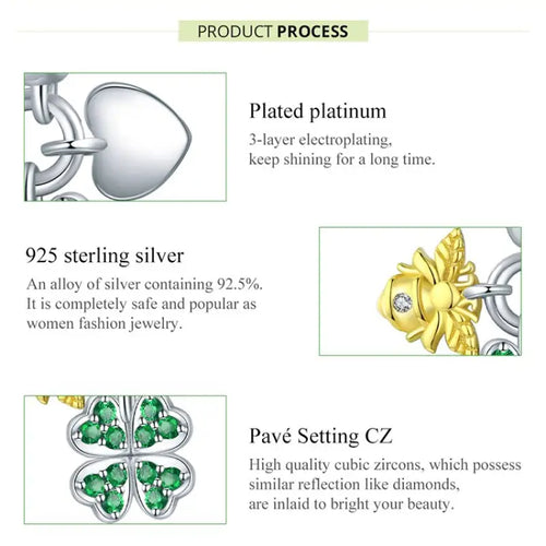 Lucky Flower 925 Silver Charm - Multi Color