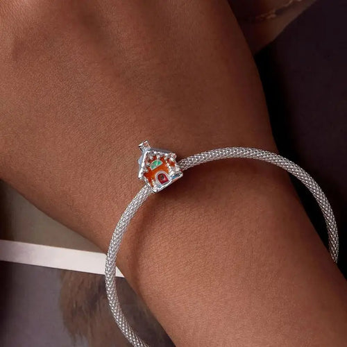Luminous Christmas House 925 Silver Charm - Multi Color