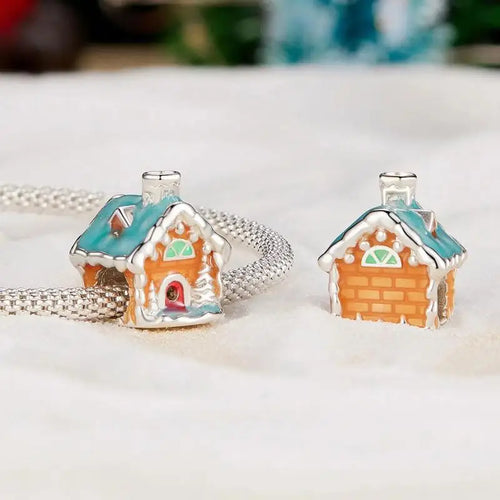 Luminous Christmas House 925 Silver Charm - Multi Color