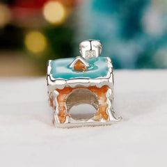 Luminous Christmas House 925 Silver Charm - Multi Color