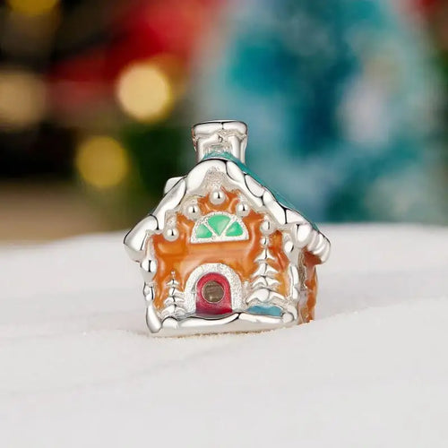Luminous Christmas House 925 Silver Charm - Multi Color