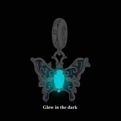 Luminous Colorful Butterfly Charm - 925 sterling silver - Multi Color