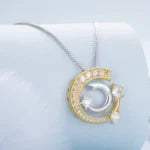 Meteor Gold Moon and Star Necklace - 925 sterling silver - Transparent - NECKLACES