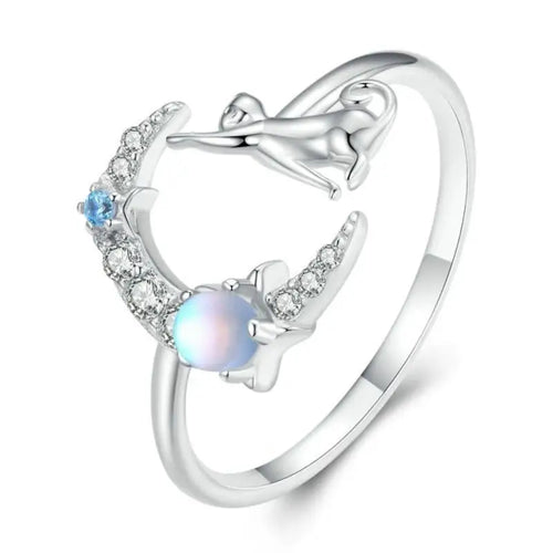 Moon and stars 925 sterling silver ring - Multi Color - Rings