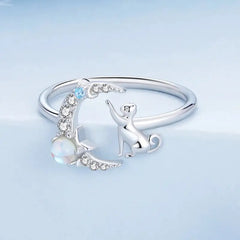 Moon and stars 925 sterling silver ring - Multi Color - Rings
