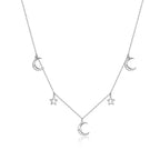 Moon and Stars Necklace - 925 Sterling Silver - Transparent - NECKLACES