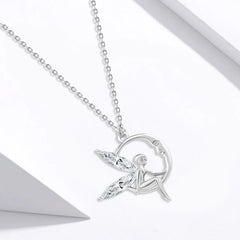 Moon Guardian Angel Wings Necklace - 925 sterling silver - fathyibrahim