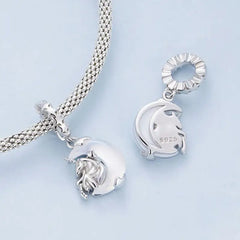 Moon Unicorn 925 Silver Charm - Multi Color
